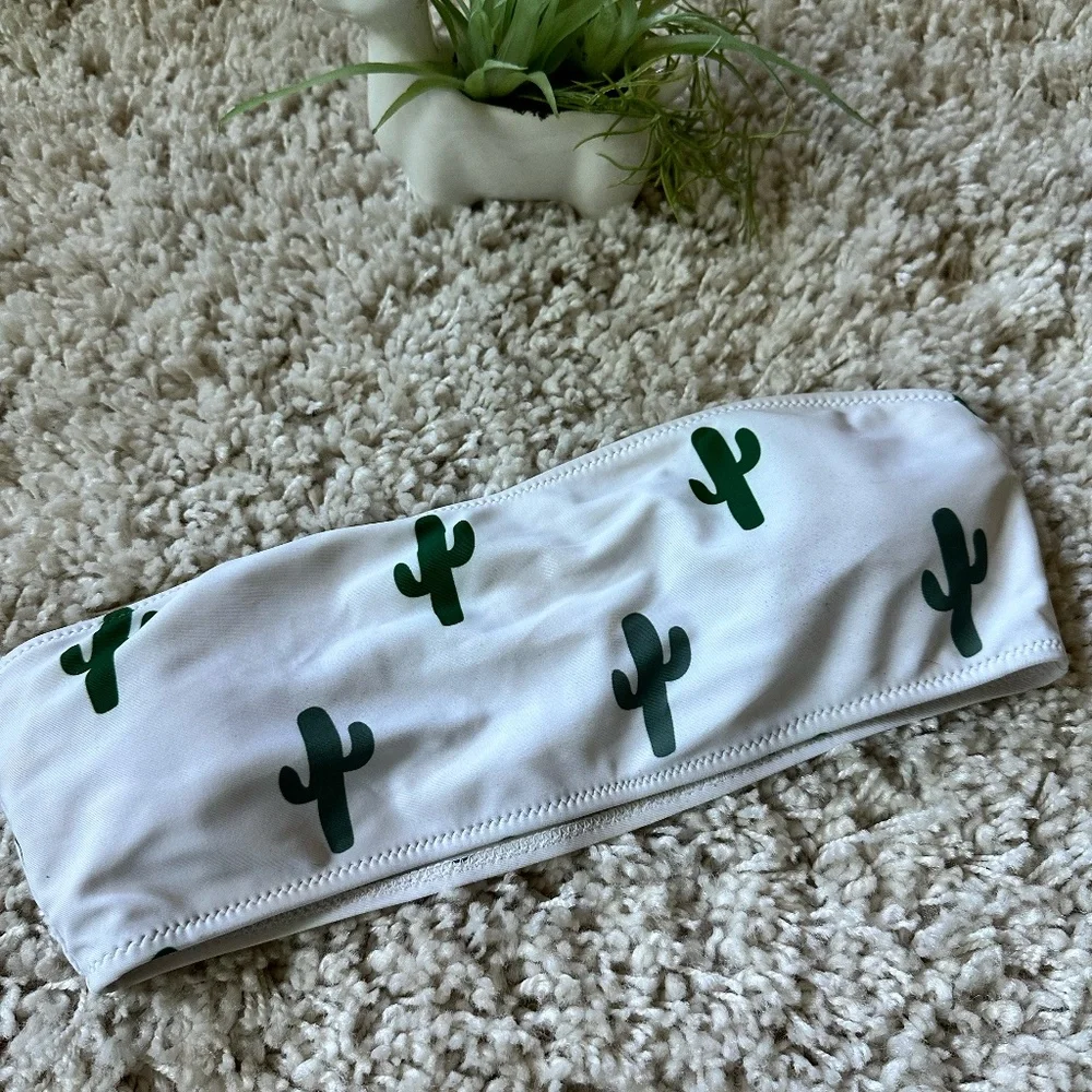 Zaful super cute cactus cacti summer plants indie tube top swim suit top. - Picture 1 of 3